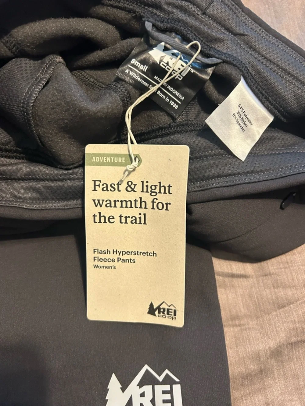 NWT REI Co-op Black Flash Hyperstretch Fleece Pant Joggers Sz S - Picture 5 of 6